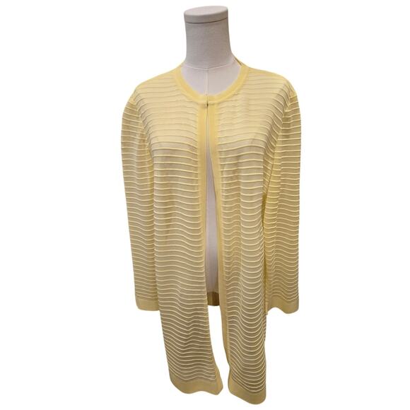 Ming Wang Open Cardigan Duster Sweater One Hook Closure Yellow Lightweight XL - Picture 1 of 9